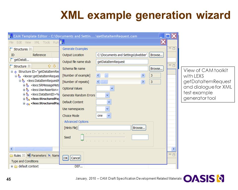 XML example generation wizard