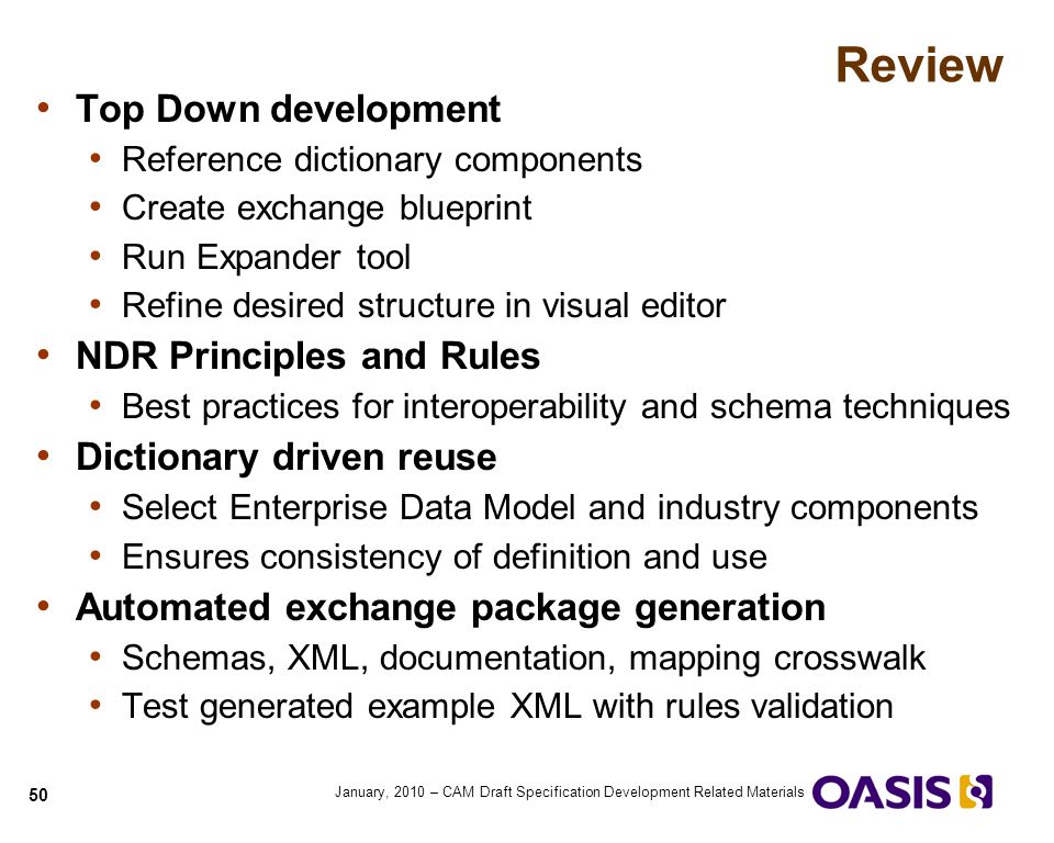 Review Top Down development NDR Principles and Rules