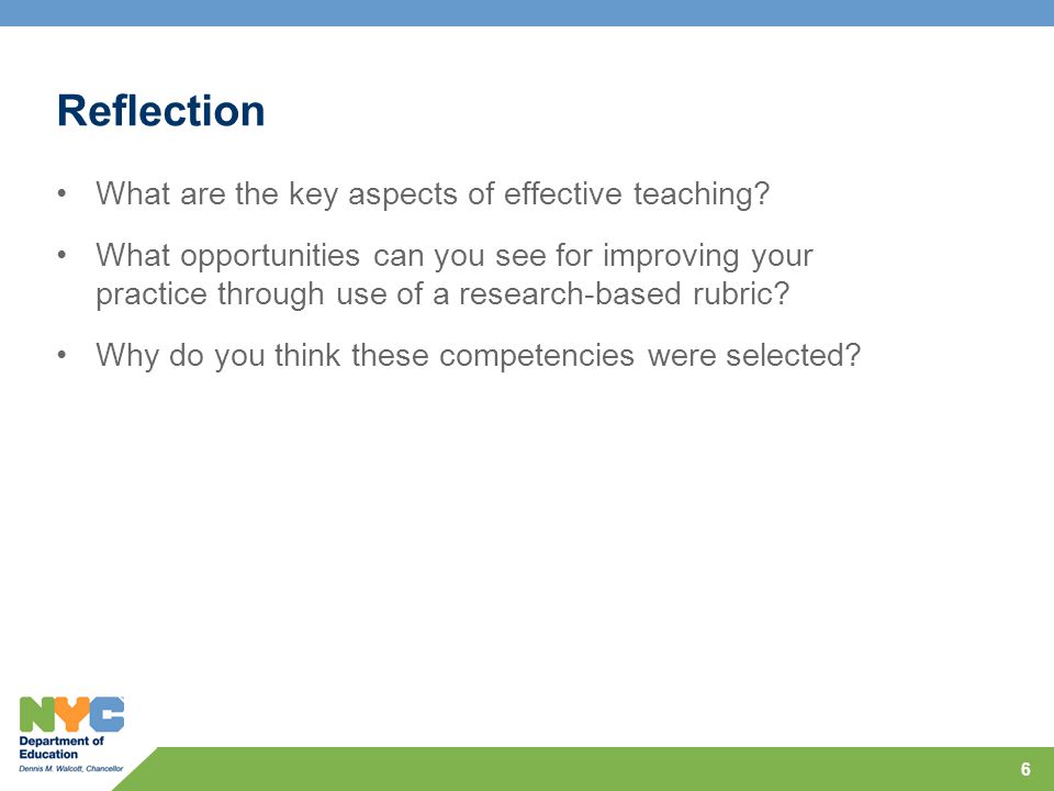 Reflection What are the key aspects of effective teaching