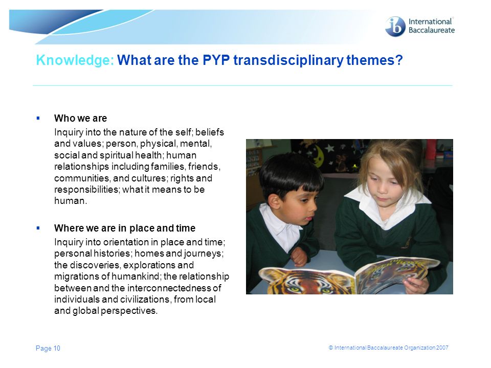 Knowledge: What are the PYP transdisciplinary themes