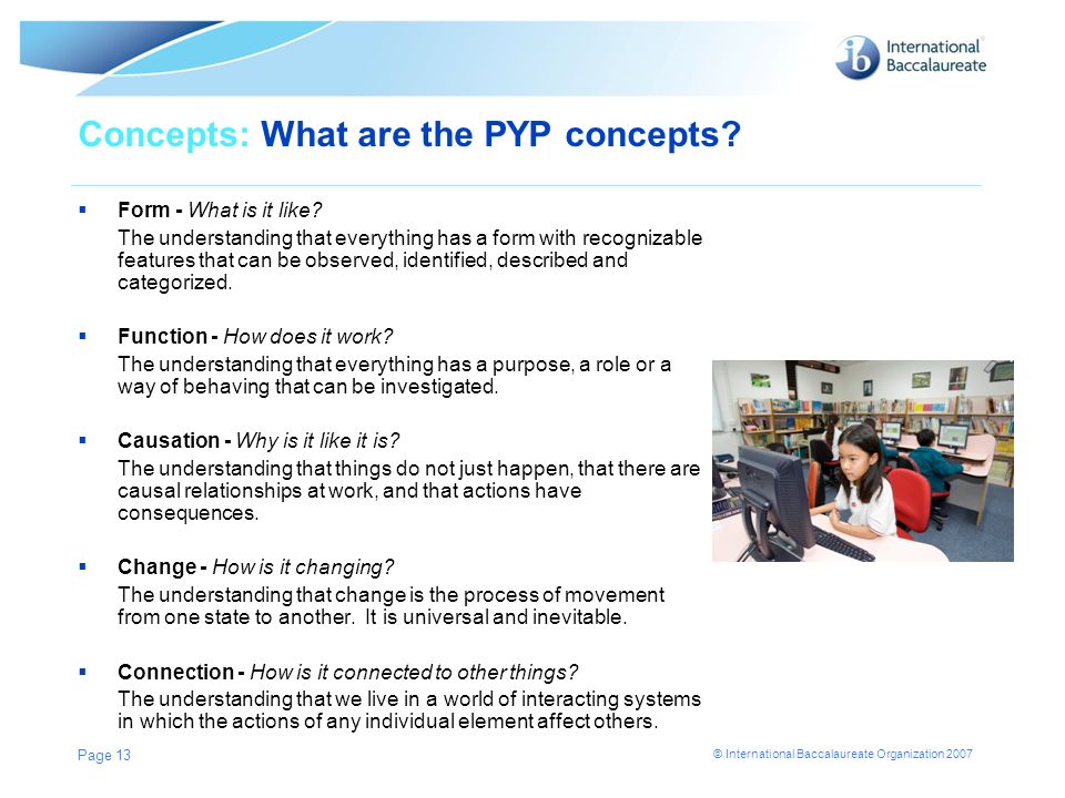 Concepts: What are the PYP concepts