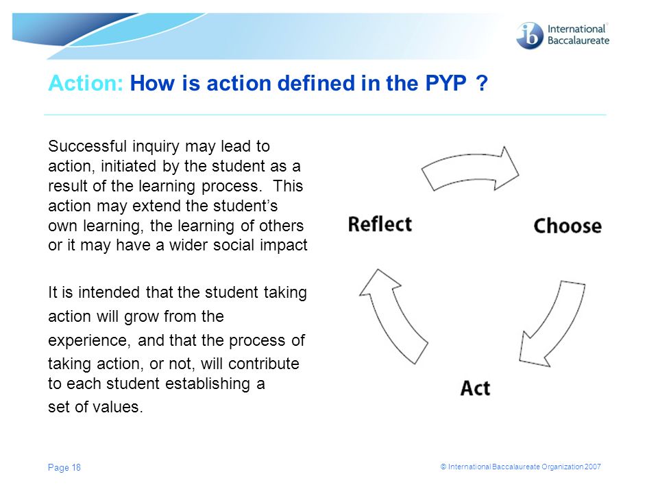 Action: How is action defined in the PYP