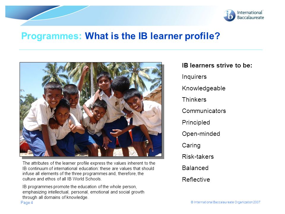 Programmes: What is the IB learner profile