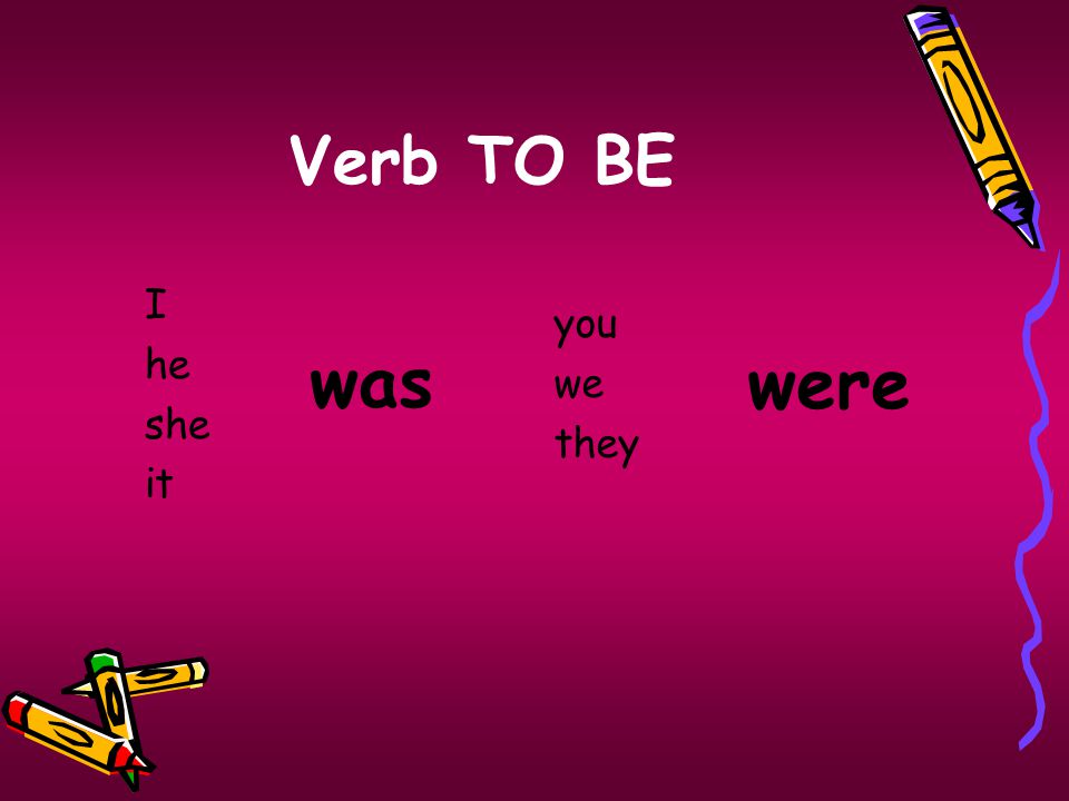 Verb TO BE I he she it you we they were was