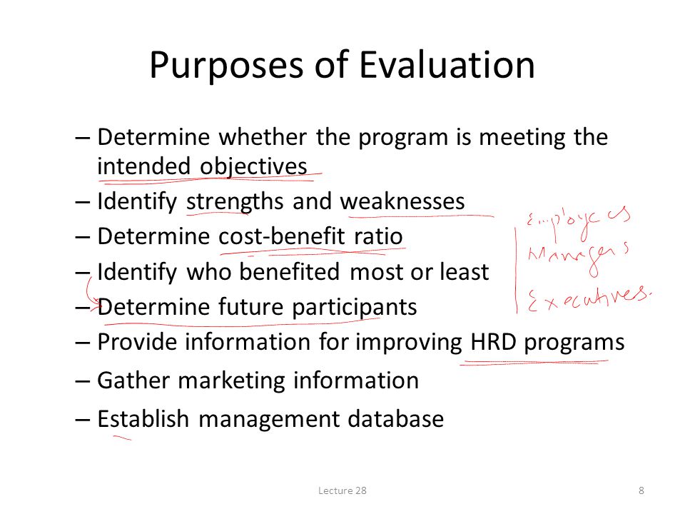Purposes of Evaluation