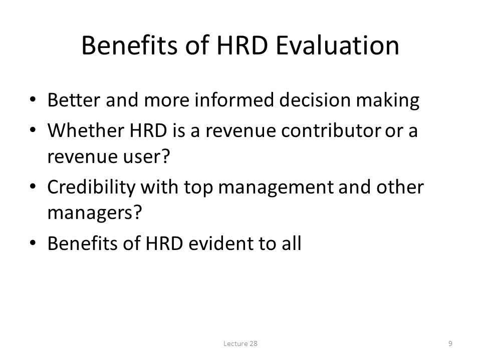 Benefits of HRD Evaluation