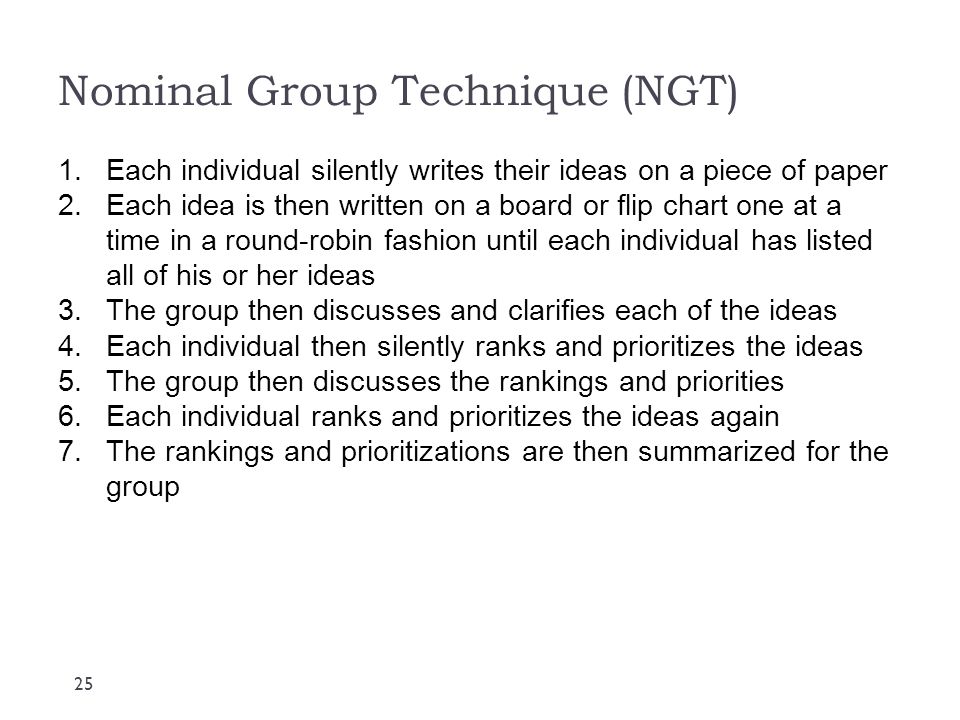 Nominal Group Technique (NGT)