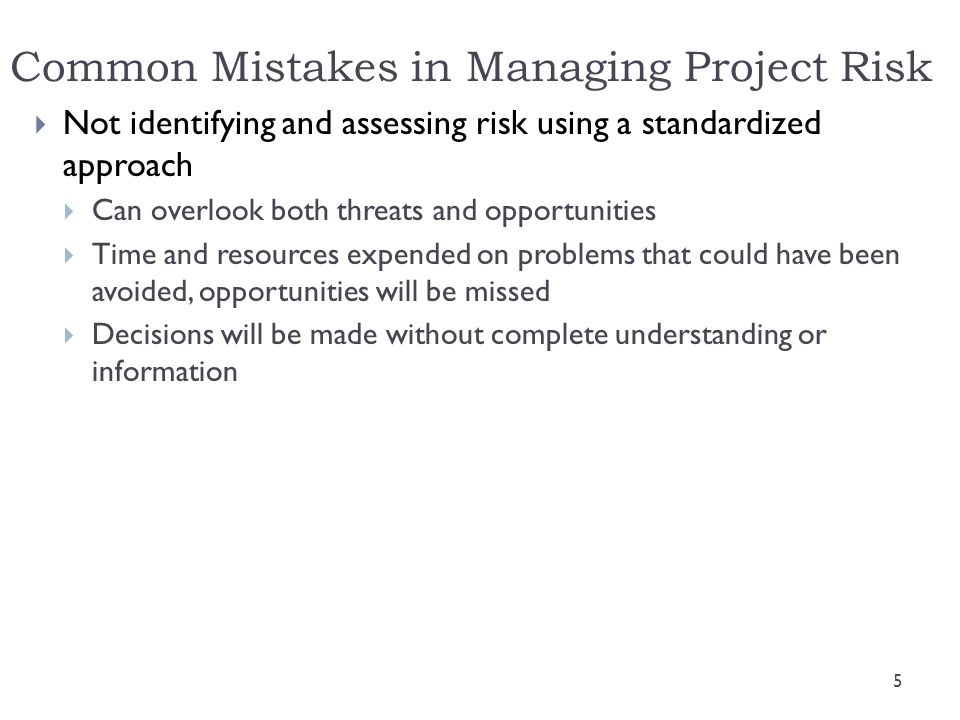 Common Mistakes in Managing Project Risk