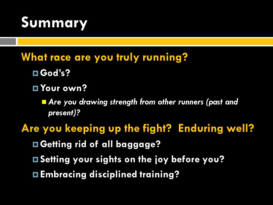Summary What race are you truly running