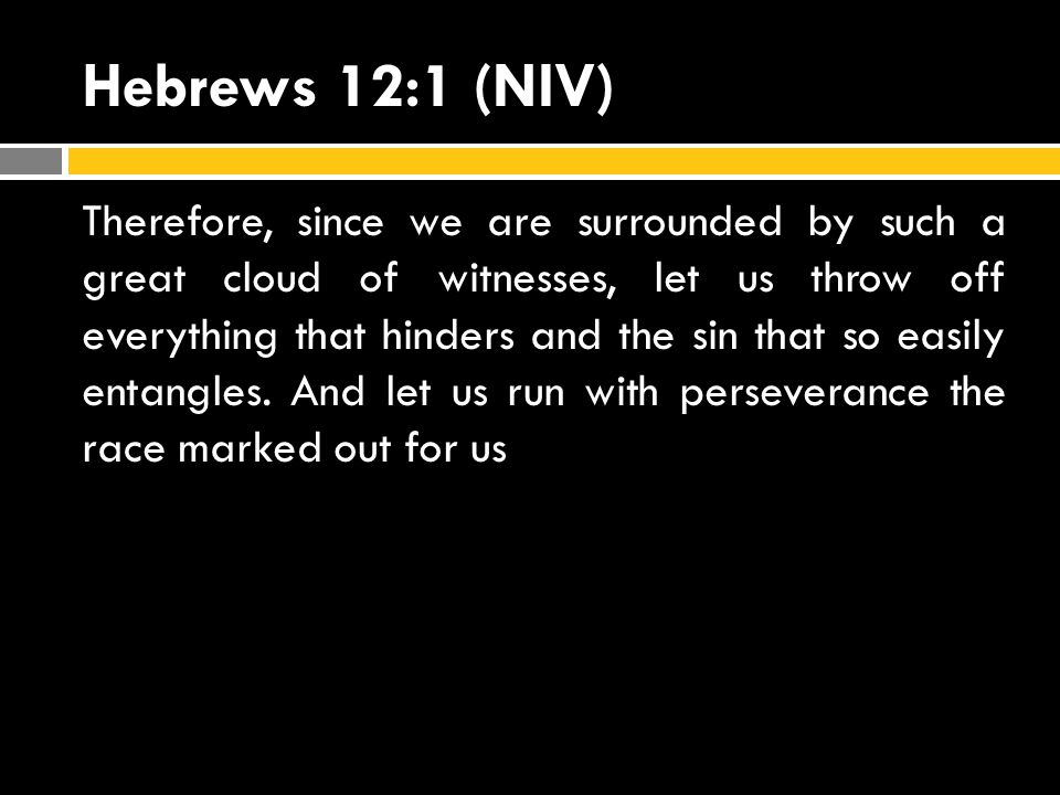 Hebrews 12:1 (NIV)