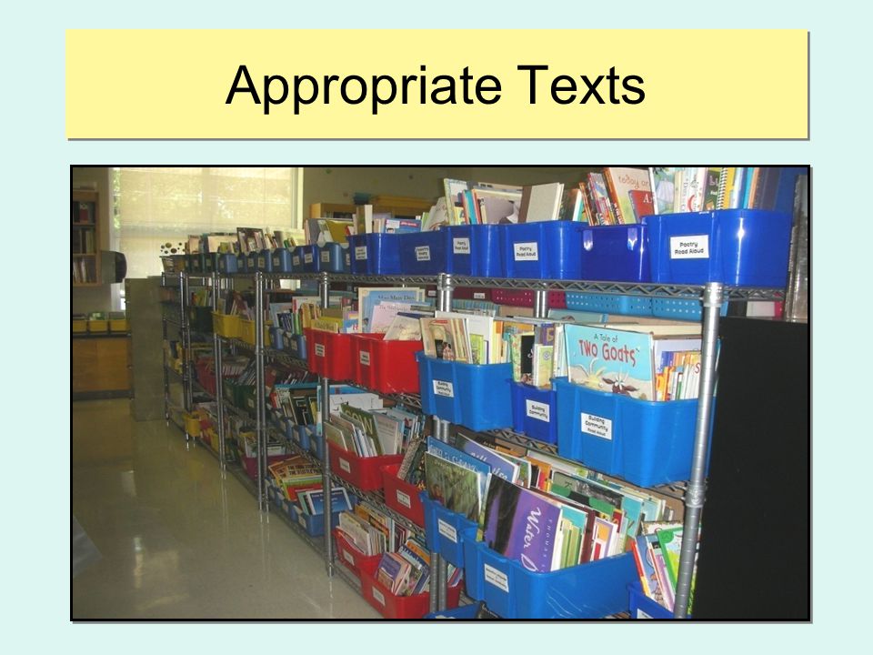 Appropriate Texts Texts can be picture books or chapter books.