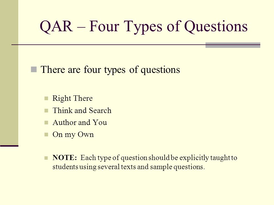 QAR – Four Types of Questions
