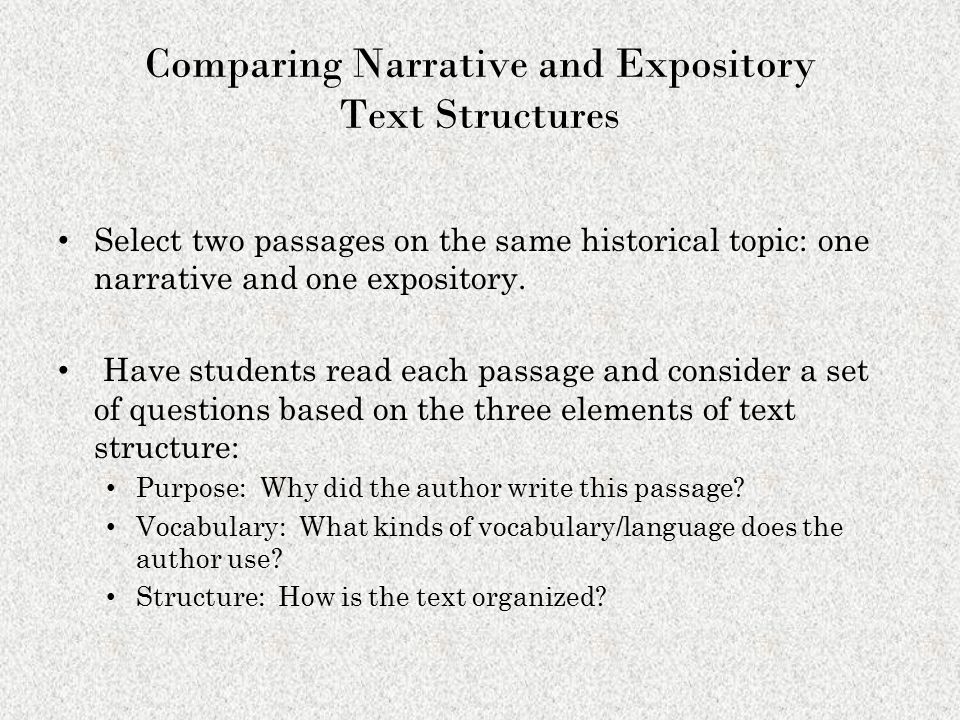 Comparing Narrative and Expository Text Structures