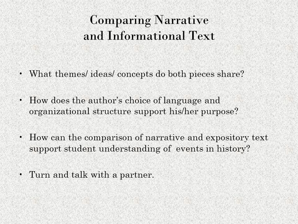 Comparing Narrative and Informational Text