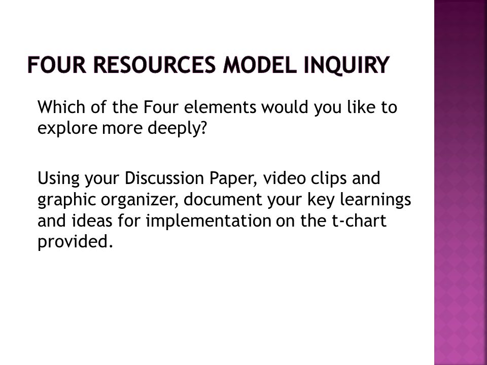 Four Resources Model Inquiry