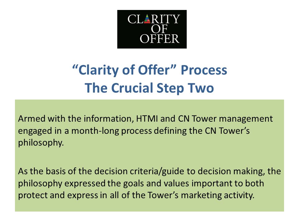 Clarity of Offer Process The Crucial Step Two