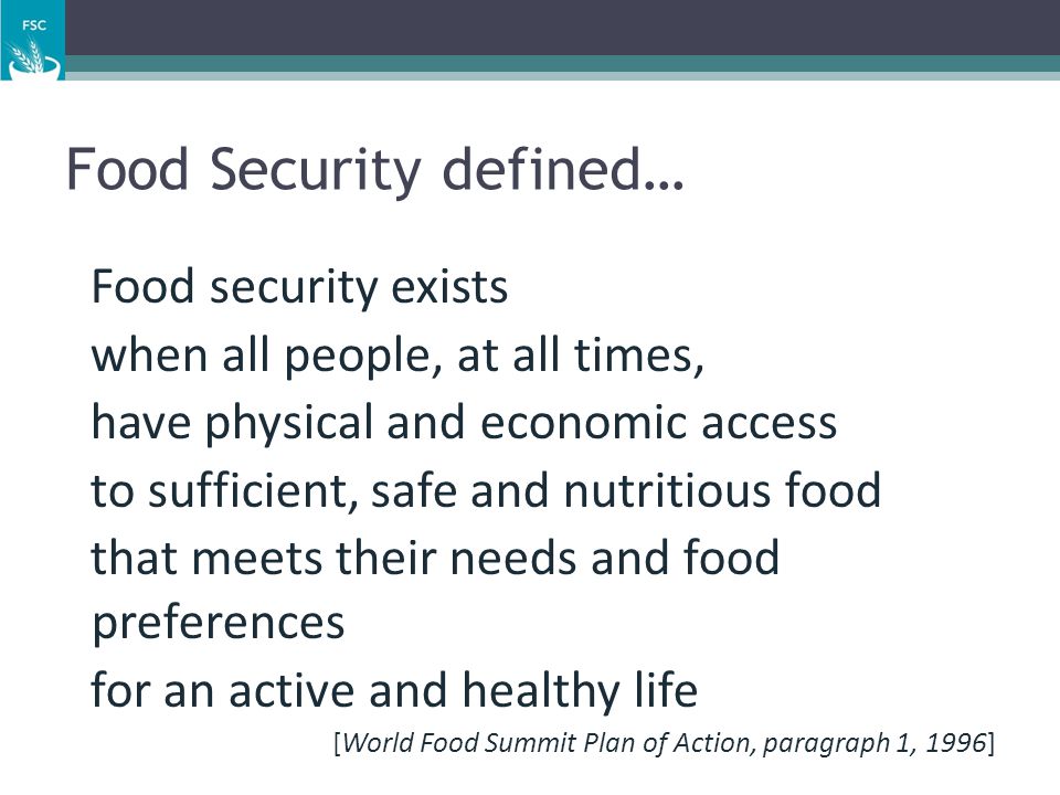 Food Security defined…