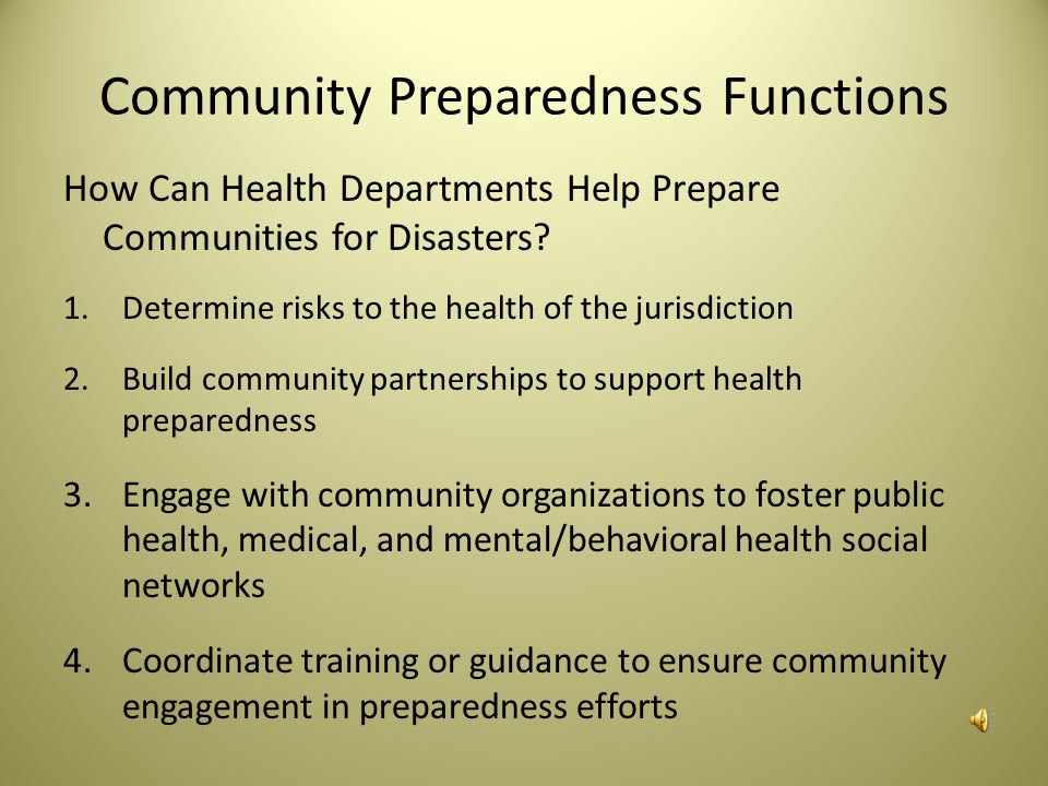 Community Preparedness Functions