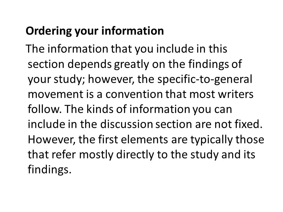 Ordering your information