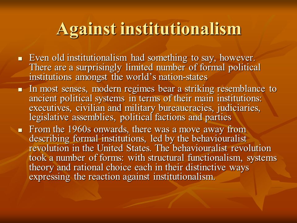 new institutionalism political science