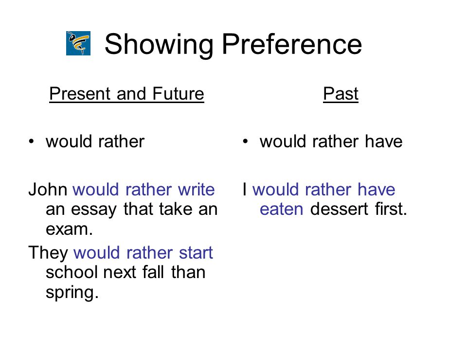 Showing Preference Present and Future would rather