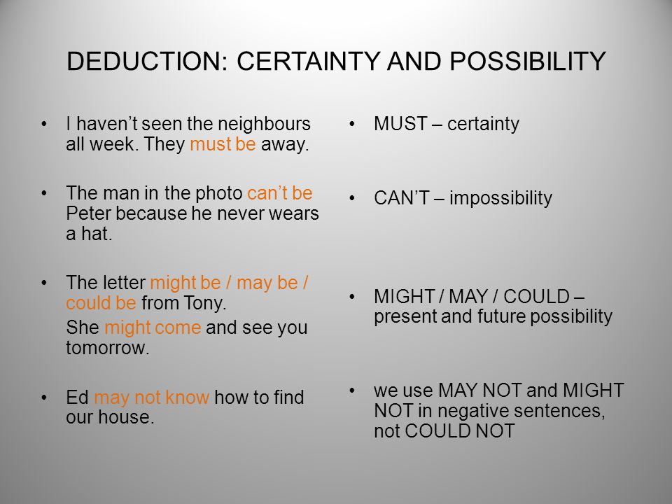 DEDUCTION: CERTAINTY AND POSSIBILITY