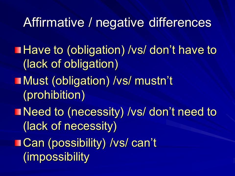 Affirmative / negative differences