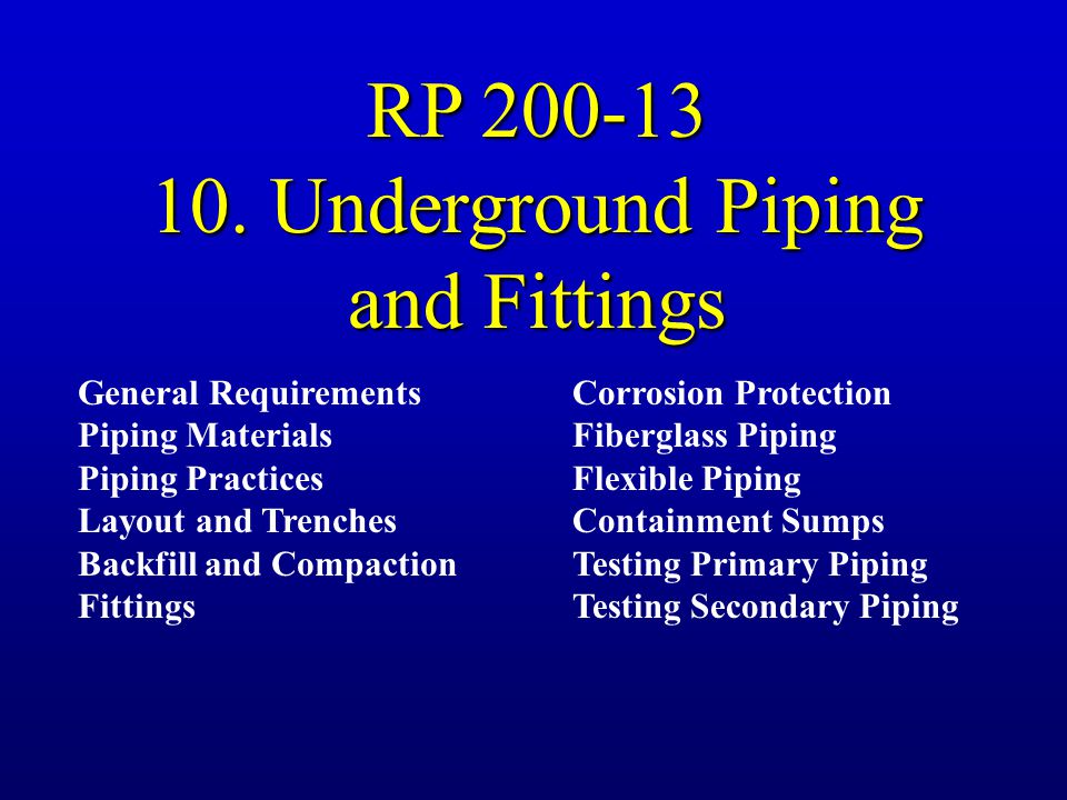 10. Underground Piping and Fittings