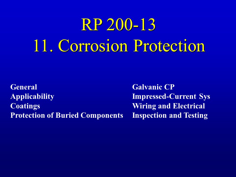 RP Corrosion Protection General Applicability Coatings