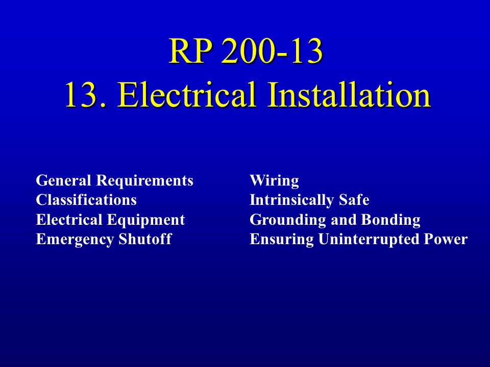 13. Electrical Installation