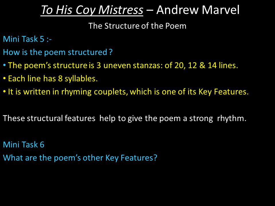 marvell to his coy mistress summary