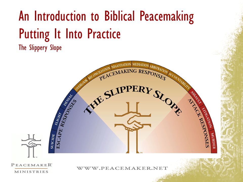 An Introduction to Biblical Peacemaking Putting It Into Practice The Slippery Slope