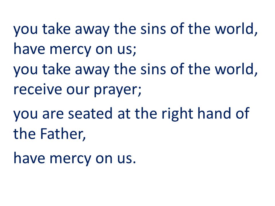 you take away the sins of the world, have mercy on us;
