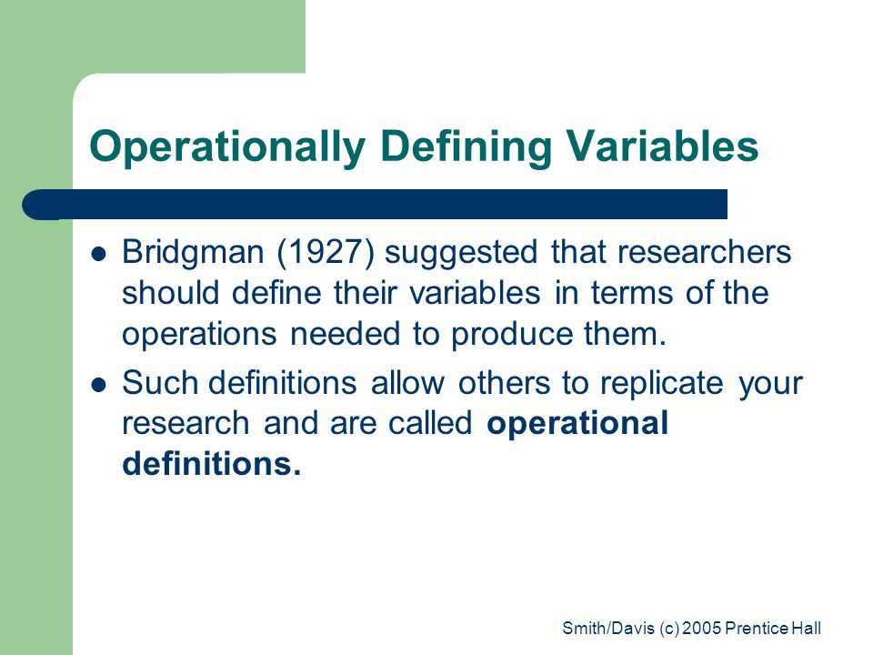 Operationally Defining Variables