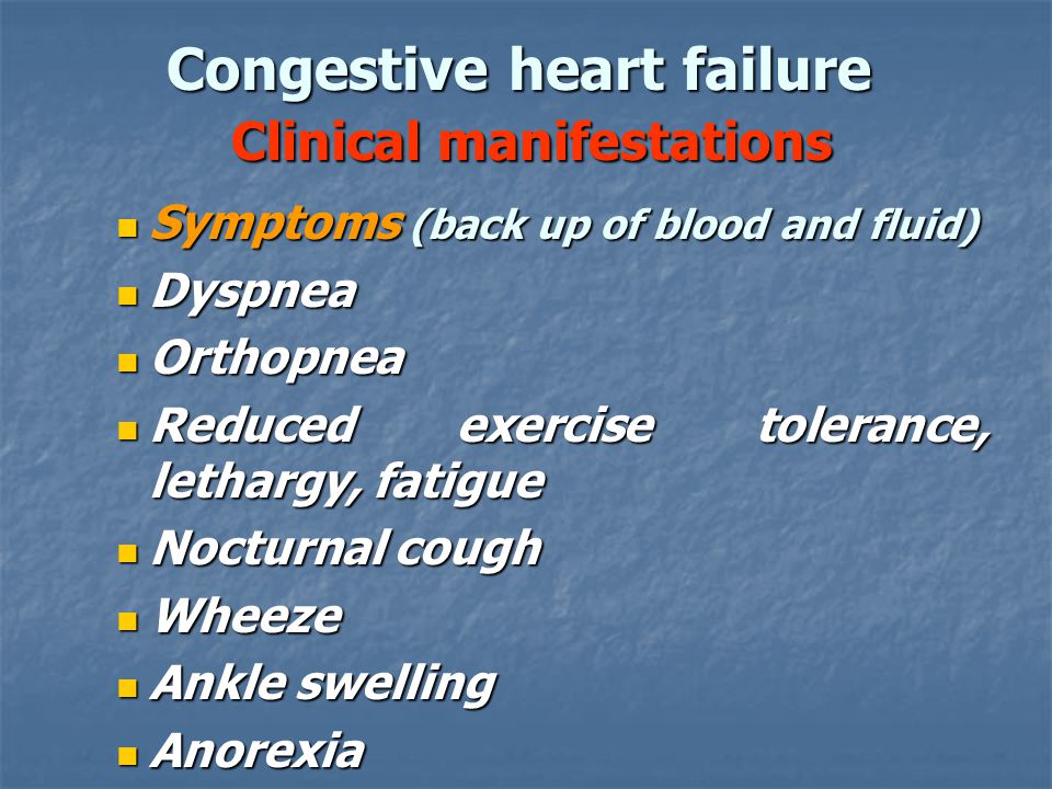 Congestive heart failure Clinical manifestations