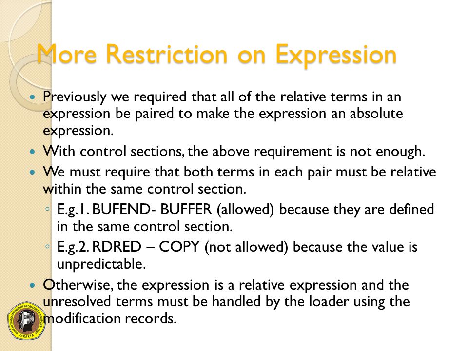 More Restriction on Expression