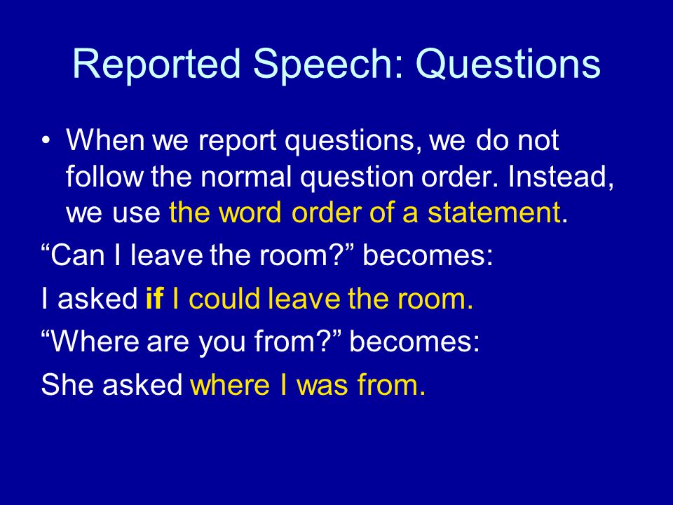 Reported Speech: Questions
