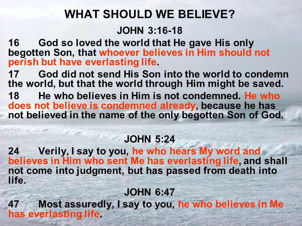 WHAT SHOULD WE BELIEVE JOHN 3:16-18