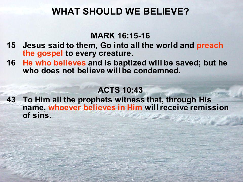 WHAT SHOULD WE BELIEVE MARK 16:15-16