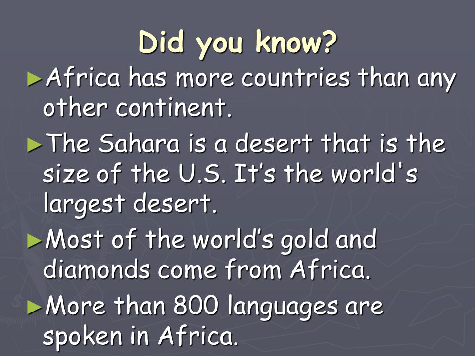Did you know Africa has more countries than any other continent.