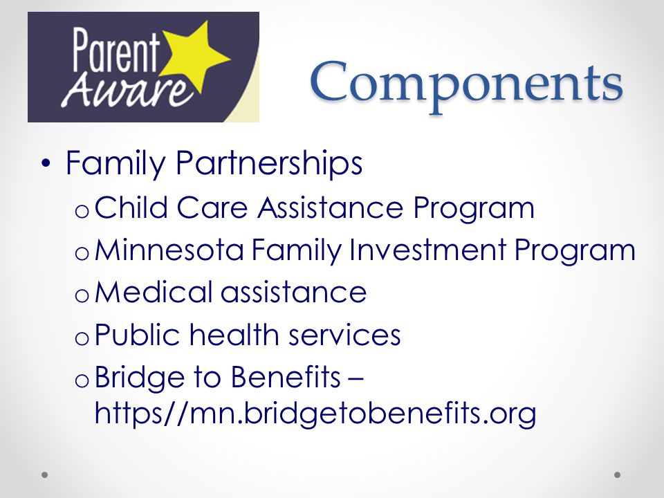 Components Family Partnerships Child Care Assistance Program
