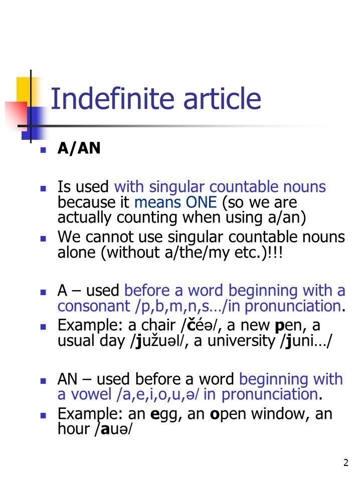 Indefinite article A/AN