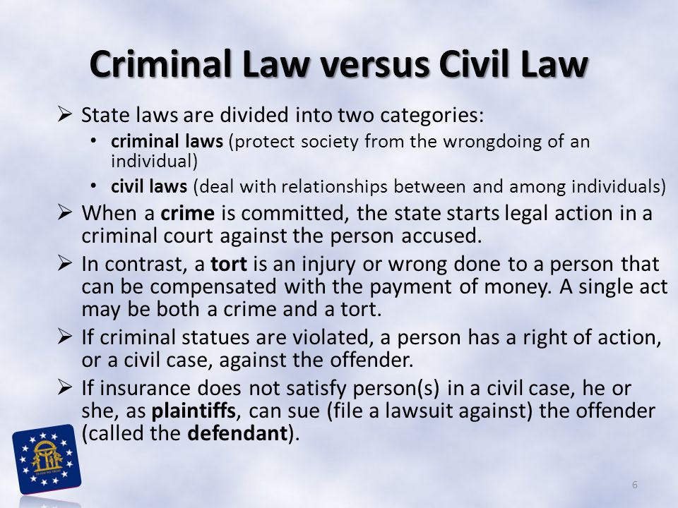 Criminal Law versus Civil Law
