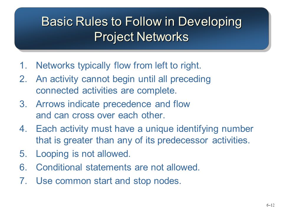 Basic Rules to Follow in Developing Project Networks