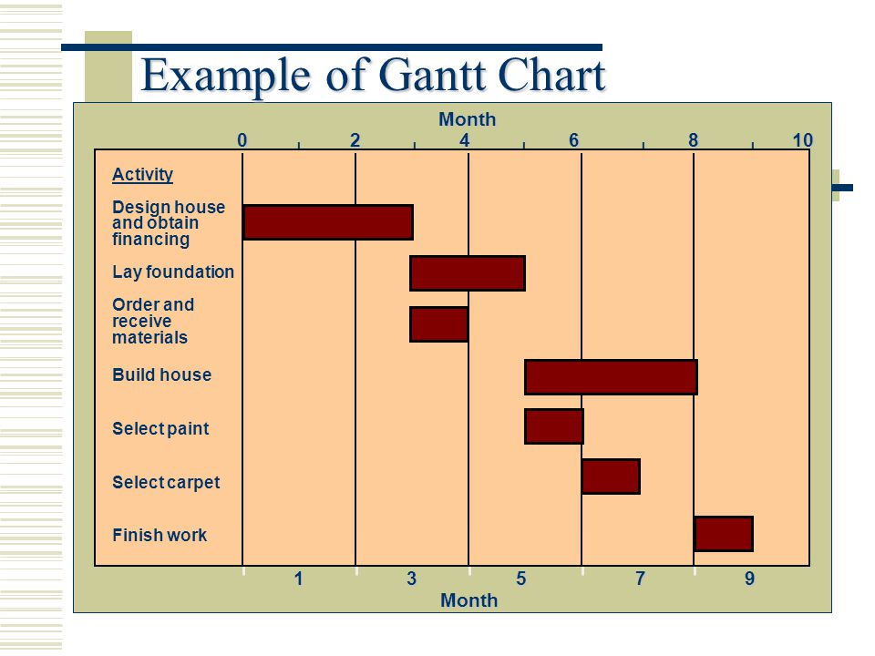 Example of Gantt Chart Month | | | | | Activity