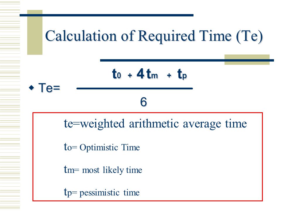 Calculation of Required Time (Te)