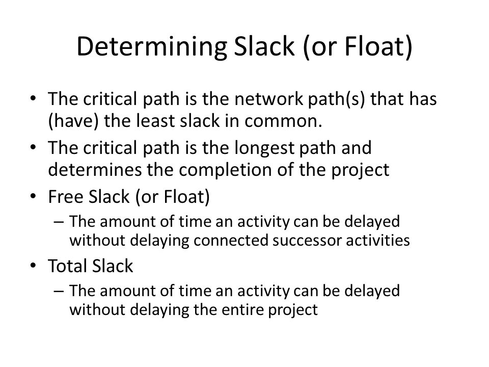Determining Slack (or Float)
