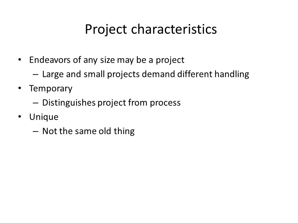 Project characteristics