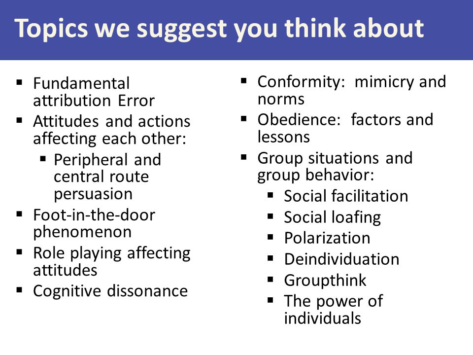 social psychology topics for presentations