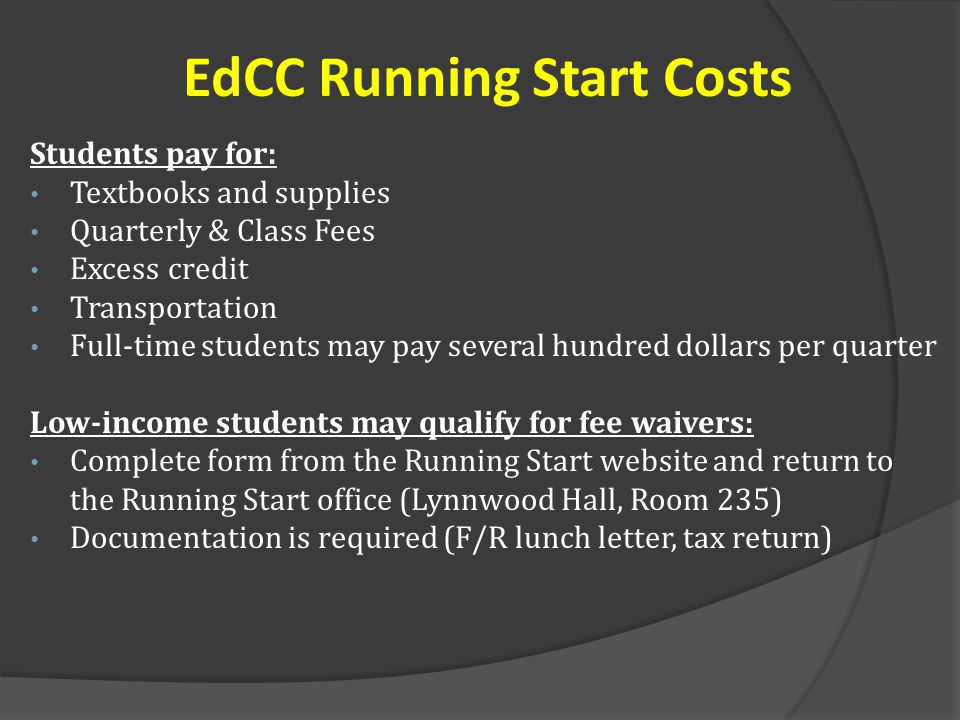 EdCC Running Start Costs